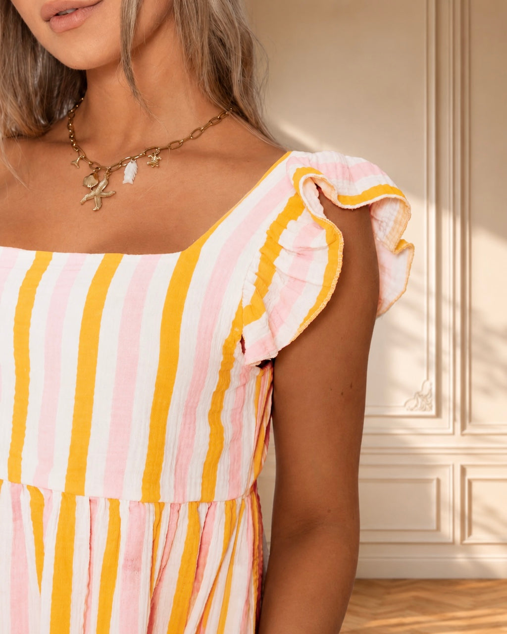 Vestido Amalfi Rayas Rosa & Amarillo